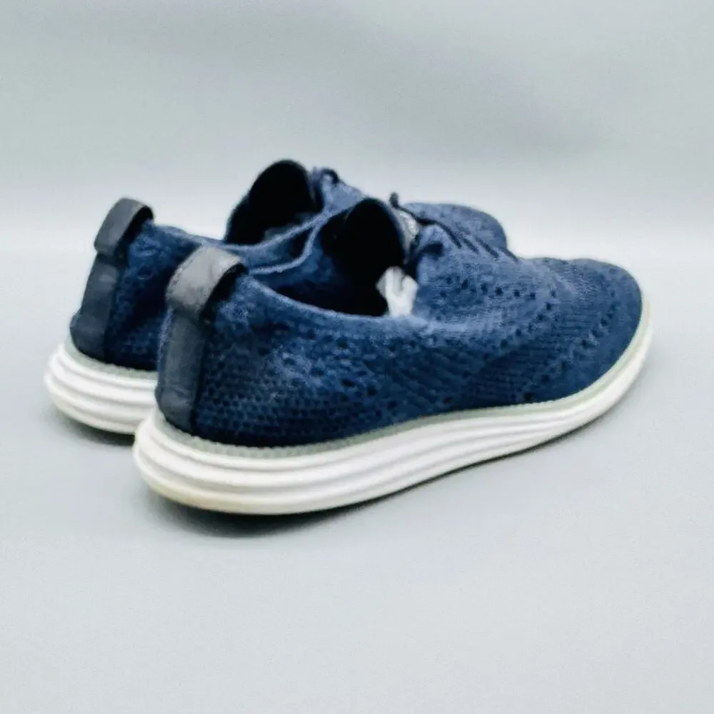 Cole Hann Shoes Mens 10 Navy Blue Knit Lightweight Lace Up Original Grand